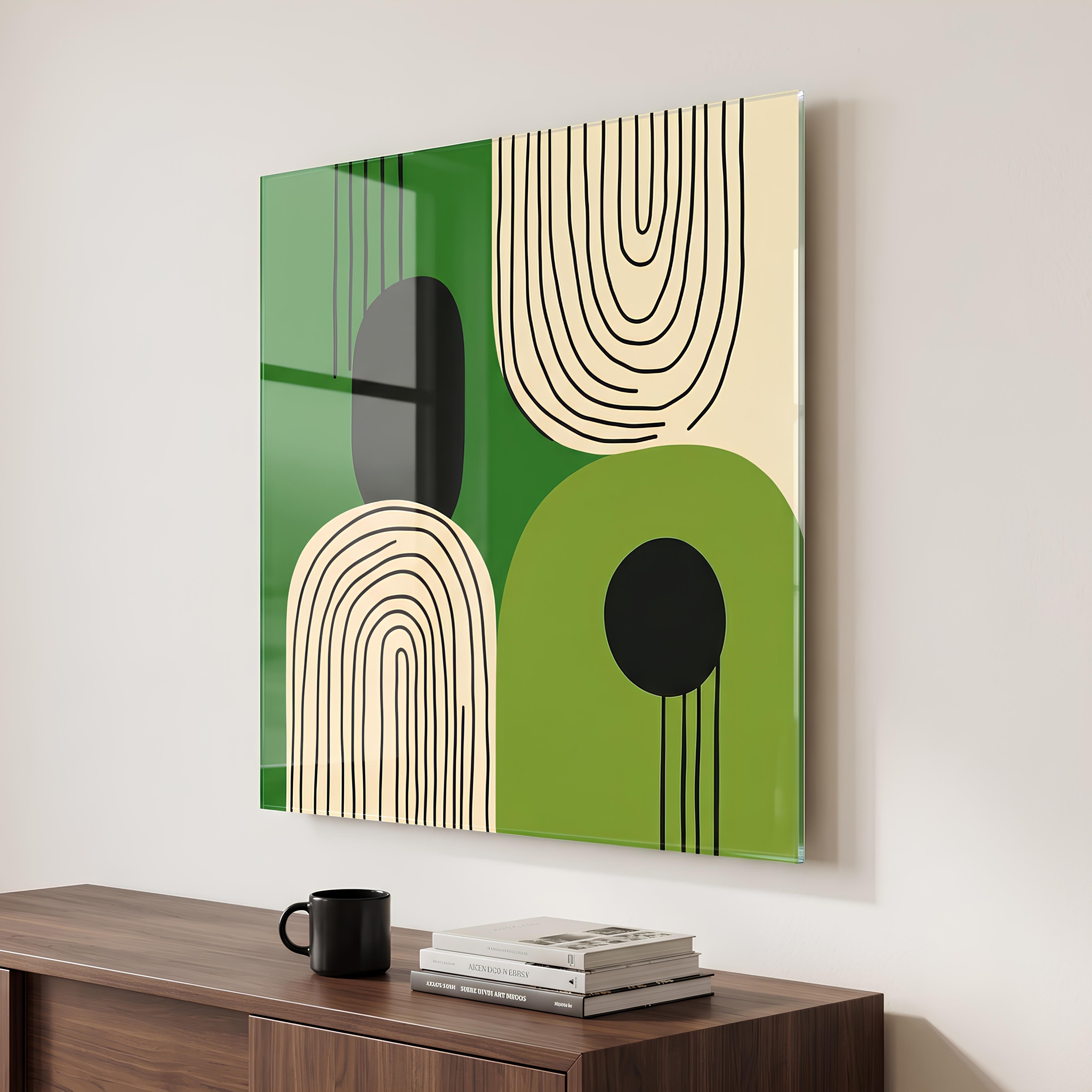 Abstract Boho Geometric Glass Wall Art