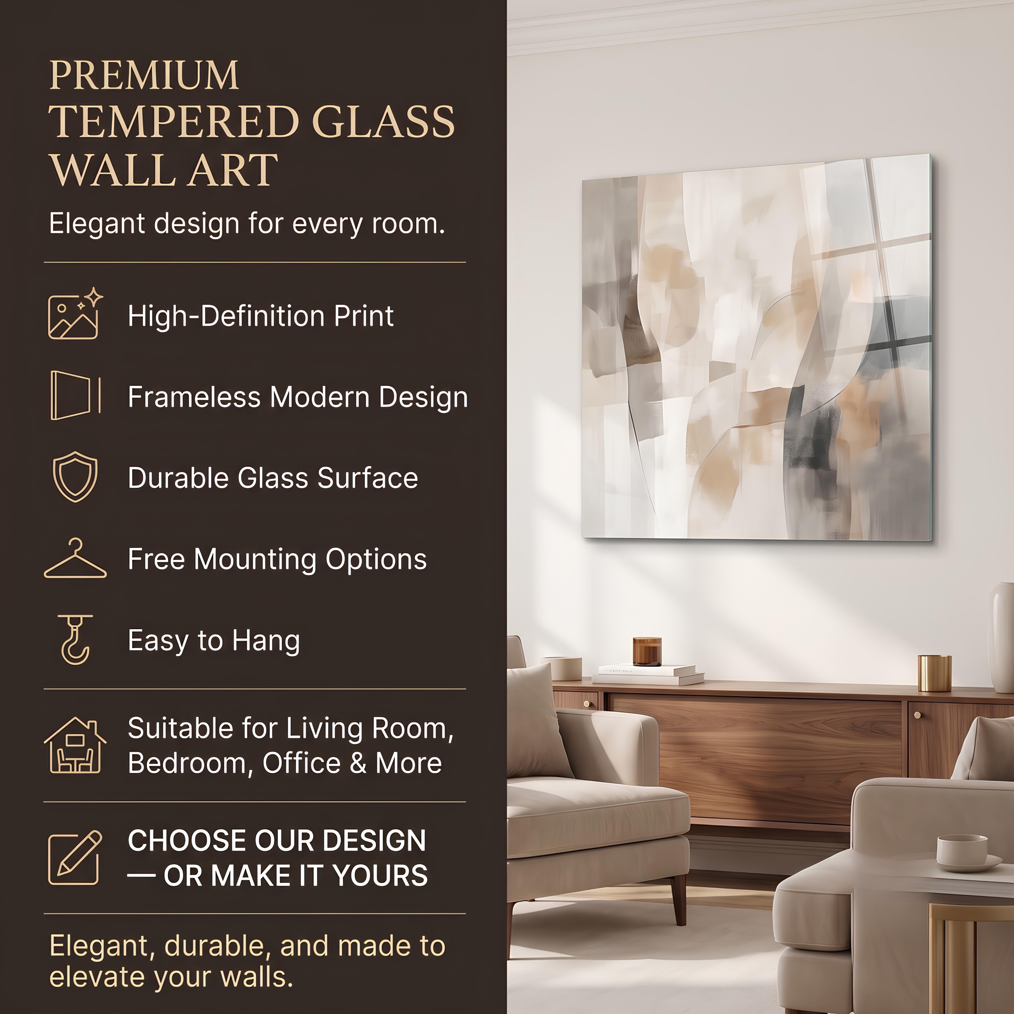 Abstract Boho Geometric Glass Wall Art