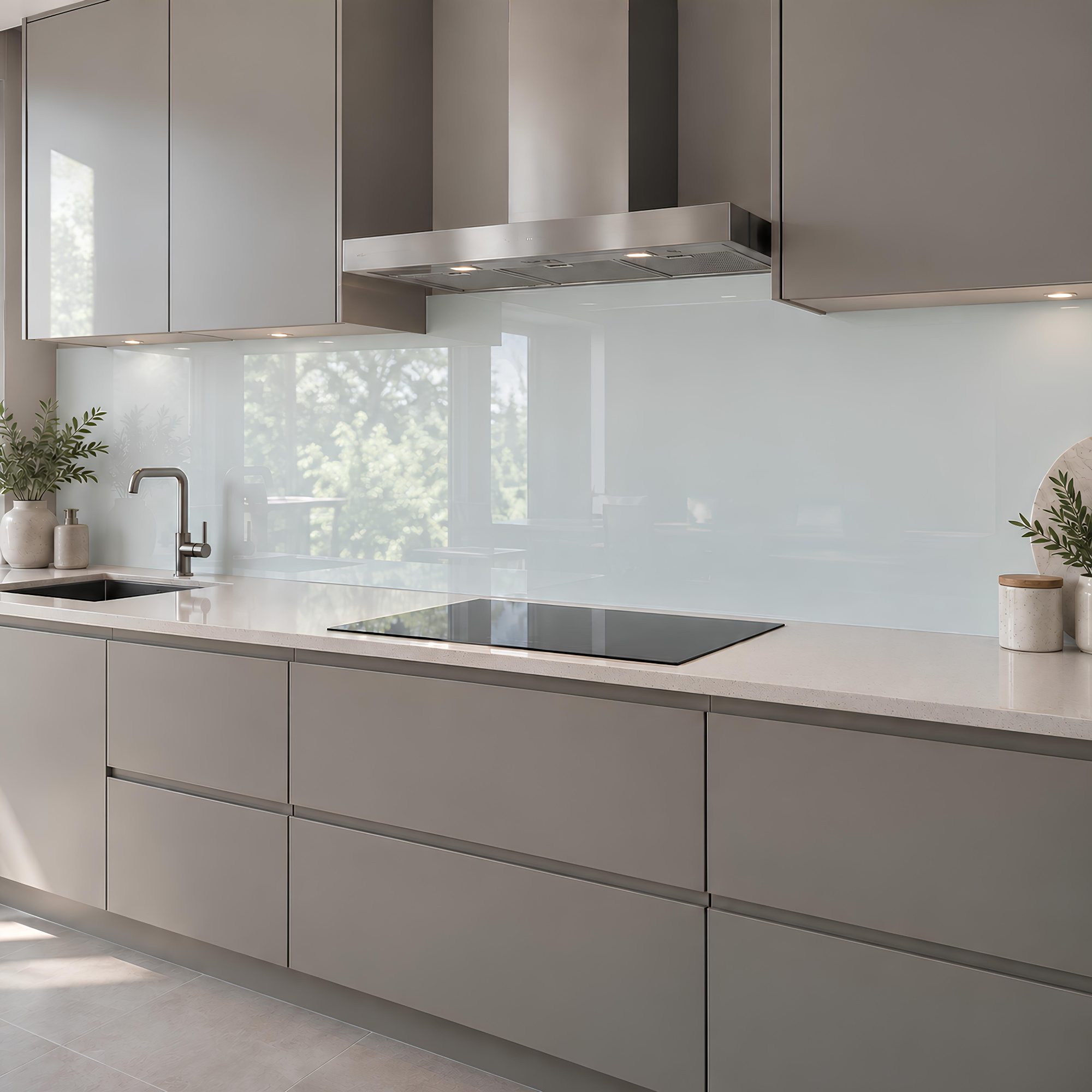 White Glass Splashback, 4mm Tempered Glass - Easy to Clean and Functional Beauty