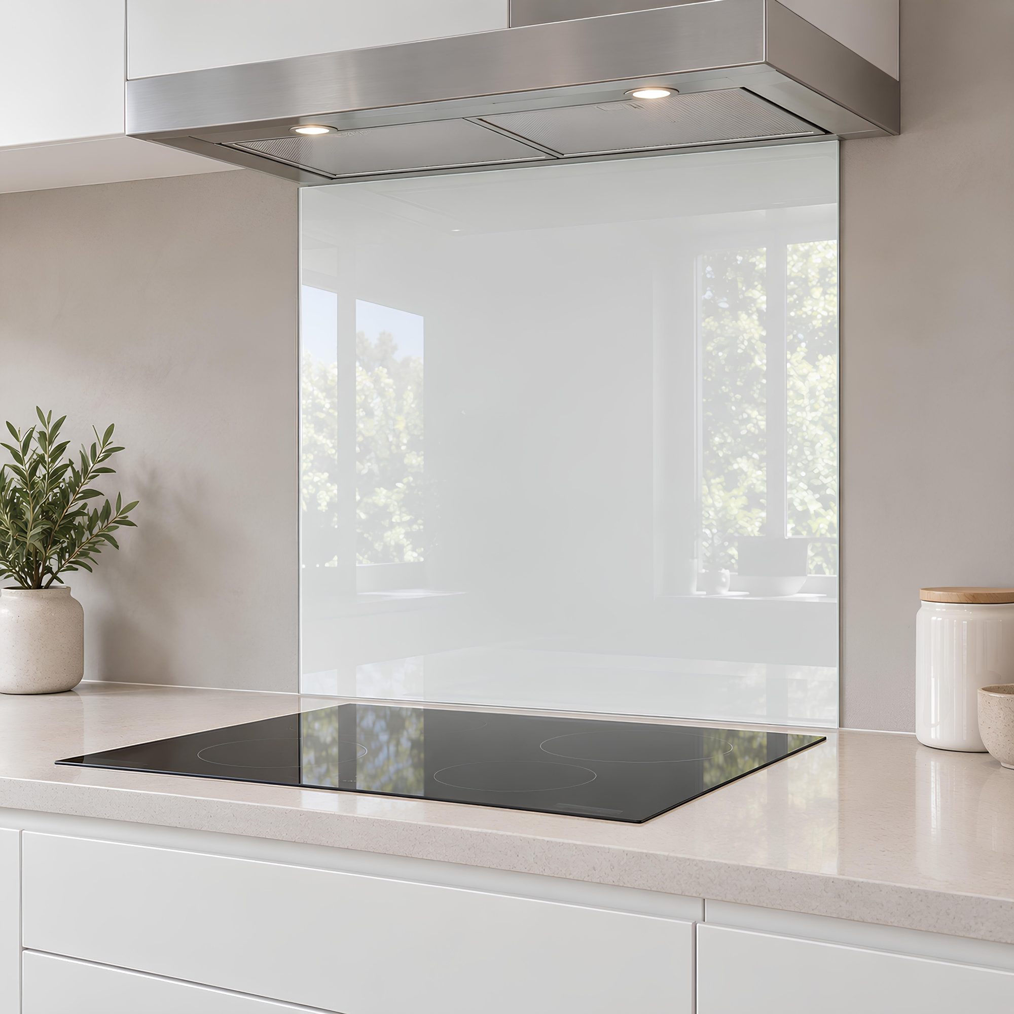 White Glass Splashback, 4mm Tempered Glass - Easy to Clean and Functional Beauty