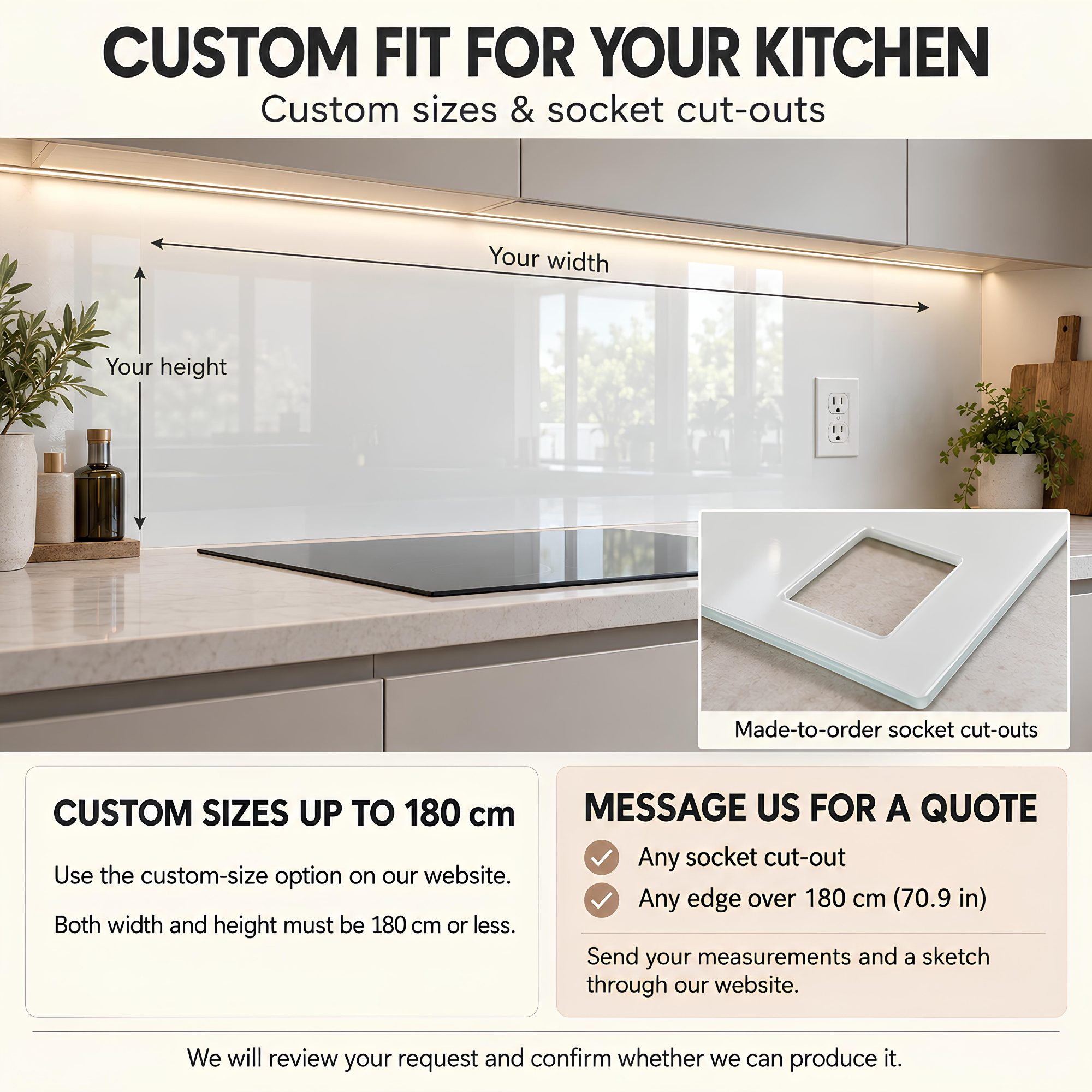 White Glass Splashback, 4mm Tempered Glass - Easy to Clean and Functional Beauty