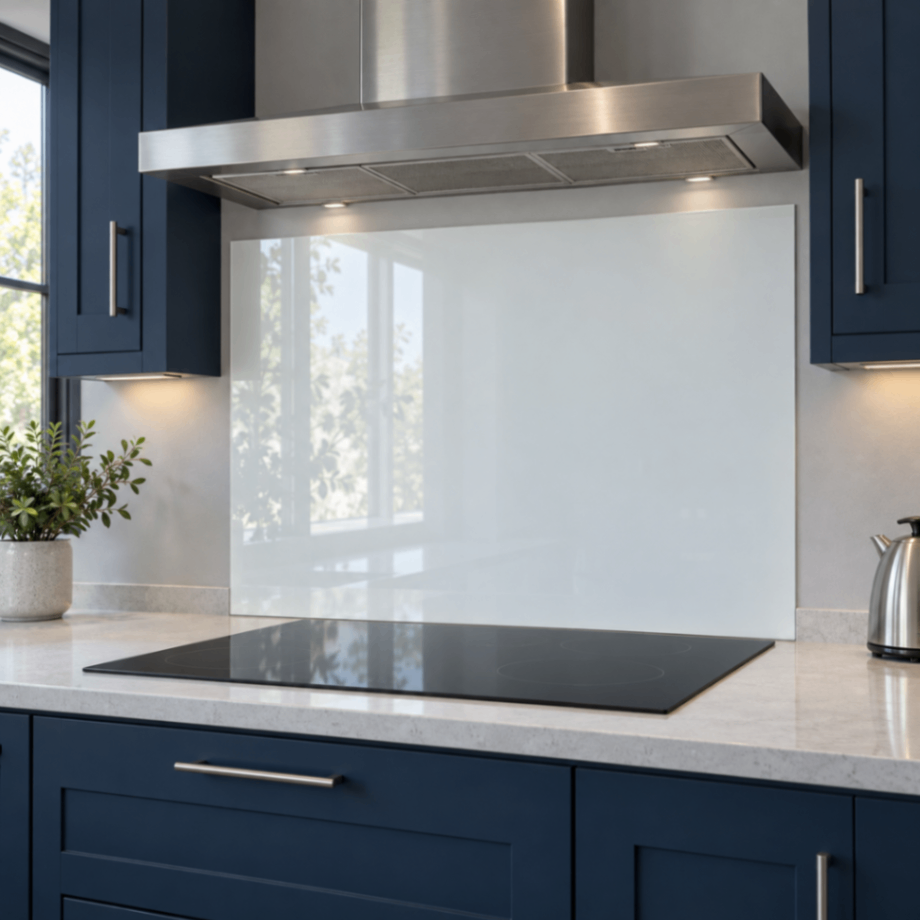 White Glass Splashback, 4mm Tempered Glass - Easy to Clean and Functional Beauty