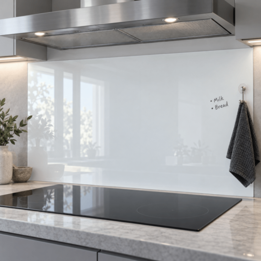 White Glass Splashback, 4mm Tempered Glass - Easy to Clean and Functional Beauty